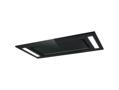 Front view of Culina UBSDCH902BK 90cm black glass ceiling cooker hood with LED strips