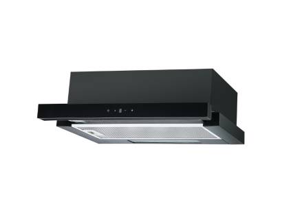 Front view of Culina UBSTH60BK.1 60cm telescopic cooker hood in stainless steel with rocker controls