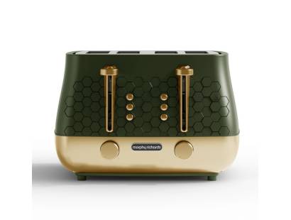 Front view of Morphy Richards Cassini 4-slice toaster in Olivine Green