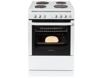 Front view of NordMende CSE63WH 60cm electric cooker in white