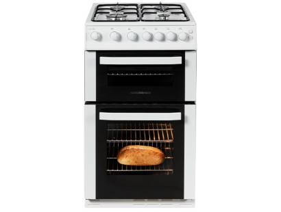 Front view of NordMende CTG51WH 50cm gas cooker in white