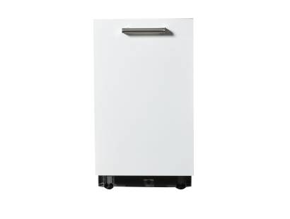 Front view of NordMende DF452 45cm integrated dishwasher with cabinet door