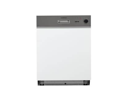 Front view of NordMende DSSN63IX semi integrated dishwasher with stainless steel control panel