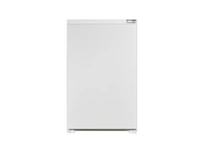 Front view of NordMende RII881 integrated fridge with ice box and door closed