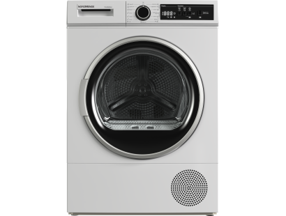 Front view of NordMende TDHP81WH heat pump dryer in white