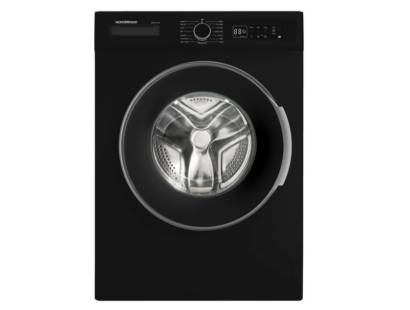 Front view of NordMende WMT1271BL 7kg washing machine in black
