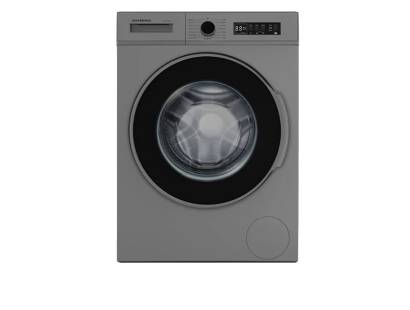 Front view of NordMende WMT1271SL 7kg washing machine in silver