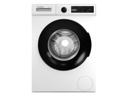 Front view of NordMende WMT1281WH 8kg washing machine in white