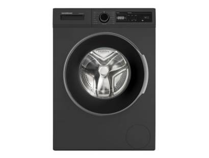 Front view of NordMende WMT1481DIX 8kg washing machine in dark inox