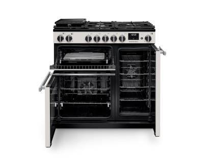 Front view of Rangemaster Professional 90 Ivory Dual Fuel Range Cooker