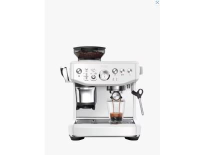 Front view of Sage Barista Express Impress espresso machine in Sea Salt finish