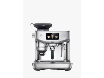 Front view of Sage Oracle Jet espresso machine in stainless steel finish