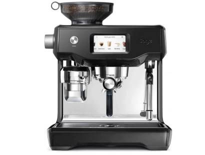 Front view of Sage Oracle Touch espresso machine in Black Truffle finish