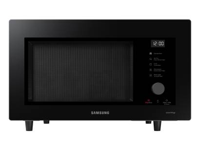 Front view of Samsung MC32DG7646CKE3 all-in-one microwave in black