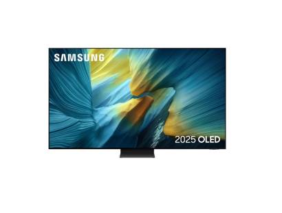 Front view of Samsung QE65S95FAEXXU 65 inch OLED Smart TV with ultra-slim design