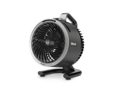 Front view of Shark FA050UK FlexBreeze HydroGo misting fan in cool gre