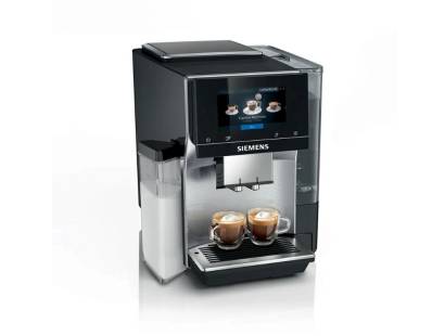 Front view of Siemens TQ717GB3 Bean to Cup Coffee Machine in stainless steel finish