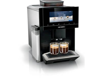 Front view of Siemens TQ903GB9 Bean to Cup Coffee Machine in black