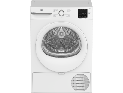 Front view of the Beko BM3T3822W 8kg Heat Pump Tumble Dryer in White