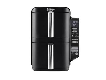 Front view of the Ninja SL300UK Double Stack Air Fryer in Black