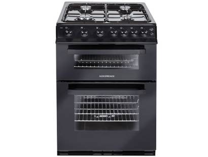 Front view of the NordMende CTG61BK 60cm Freestanding Gas Cooker in Black