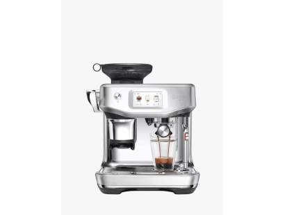 Front view of the Sage SES881BSS4GUK1 Barista Touch Impress Espresso Machine in a brushed Stainless Steel finish