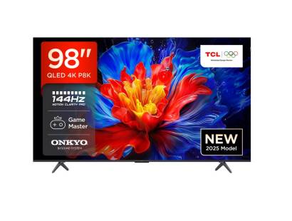 Front view of the TCL 98P8K-UK 98 inch TV