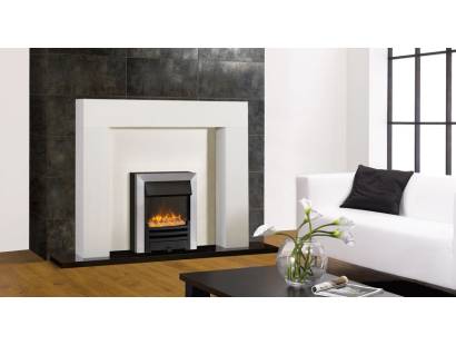 Gazco Logic2 Electric Arts Fire with matt black front and brushed steel effect frame 