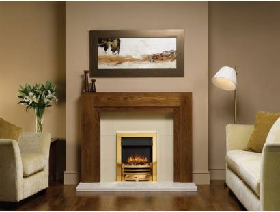 Gazco Logic2 Electric Arts Fire with polished brass effect front and frame