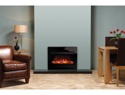 Gazco Riva2 670 Electric Designio2 Steel Fire - Black Glass