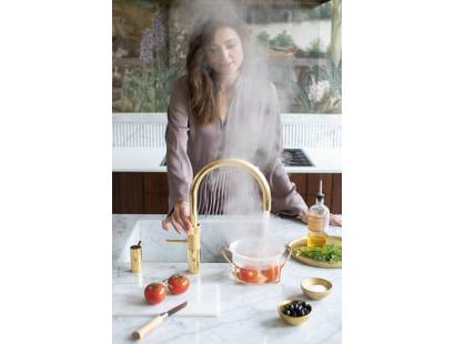 Gold Quooker Round Tap for boiling, chilled and sparkling water