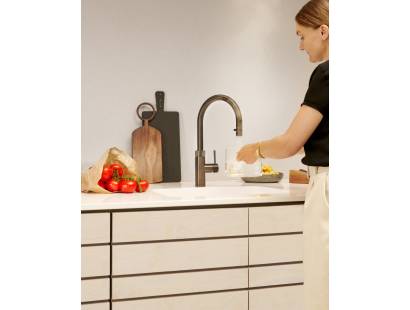 Gunmetal Quooker Front Tap with hot, cold and boiling water