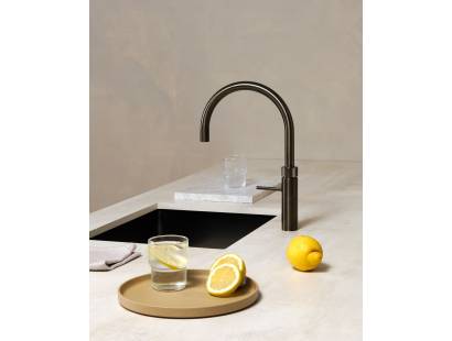 Gunmetal Quooker Fusion Round Tap with boiling, chilled and sparkling water