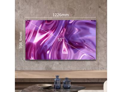 Haier S80 Series 55 inch QLED Smart TV showing dimensions