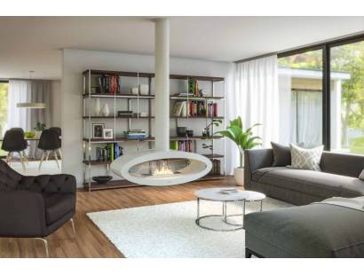 Henley Budapest White Bioethanol Ceiling Fireplace with floating effect