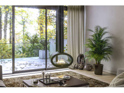 Henley Milan Bioethanol Ceiling Fireplace with open dual-sided flames