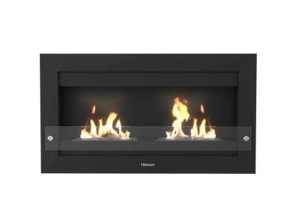 Henley Oslo Black Bioethanol Wall Fireplace with dual burners