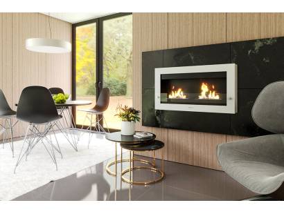 Henley Oslo White Bioethanol Wall Fireplace with dual burners