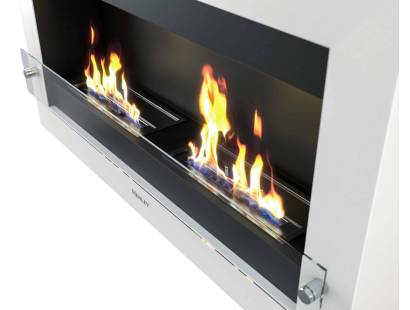 Henley Oslo White bio fire with tempered glass base