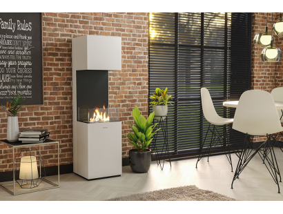 Henley Vienna Bioethanol Stove in White with tall freestanding design