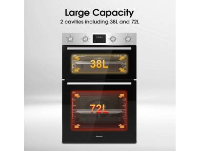 Hisense stainless steel double oven front view, BID99222CXUK