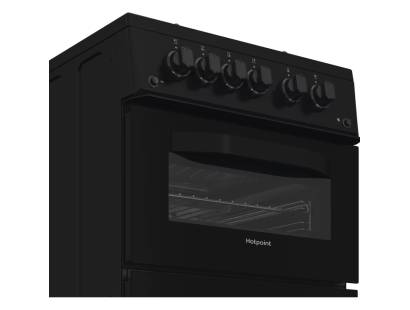 Hotpoint 50cm gas cooker black with twin oven and grill