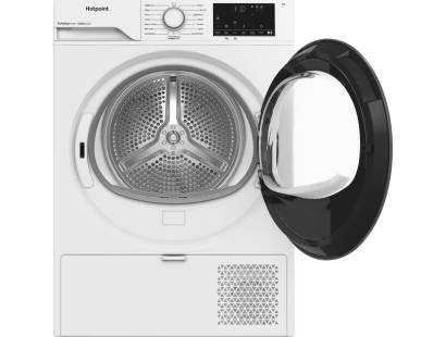 Hotpoint CHSD82MWWUK freestanding tumble dryer in white with sensor drying
