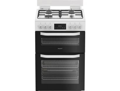 Hotpoint HDD6GDC2W dual fuel double cooker in white 60cm