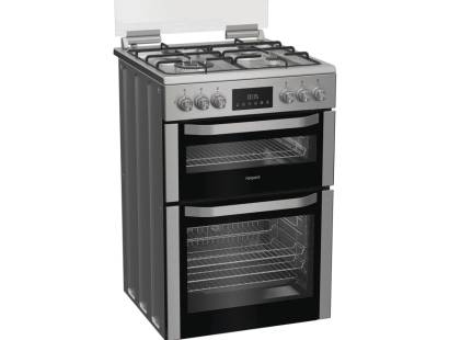 Hotpoint HDD6GDC2WX dual fuel double cooker in inox 60cm