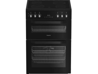 Hotpoint HDE6VDB1 electric double cooker in black 60cm