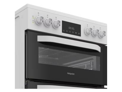 Hotpoint HDE6VDW freestanding electric double cooker with enamel liners