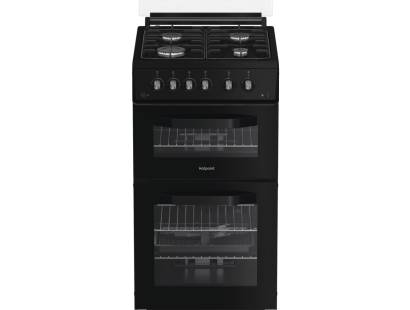 Hotpoint HDG5GCB gas double cooker black, 50cm freestanding cooker, Dalzells