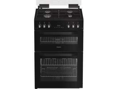 Hotpoint HDG6GDCB1 gas double cooker in black 60cm
