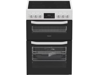 Hotpoint HTE6VDCW electric twin cooker in white 60cm